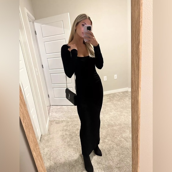 SKIMS Black Lounge Long Sleeve Maxi Dress S - Picture 3 of 8